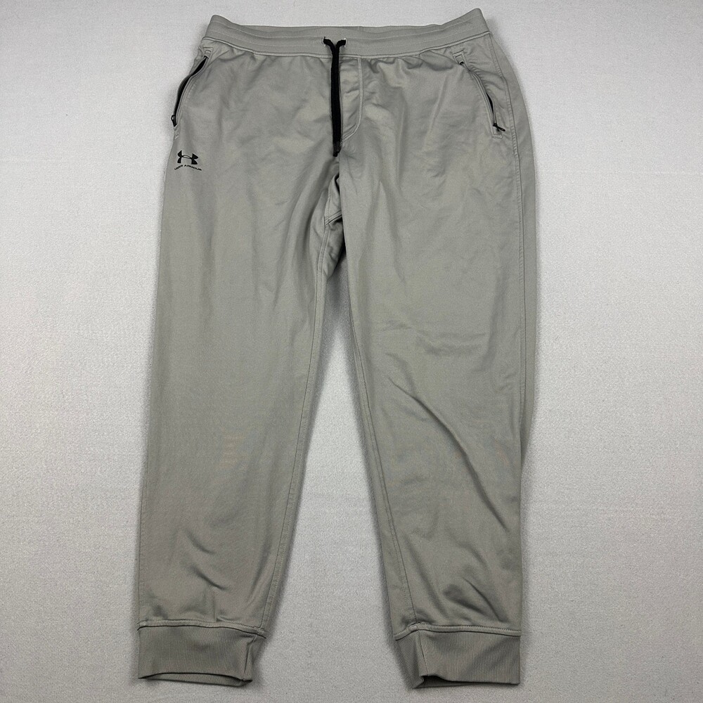 Under Armour Pants Men Extra Large Gray Jogger Fitted Tapered Drawstring Gym XL